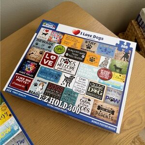2 White Mountain Puzzles. I Love Dogs and Coffee and Cake
